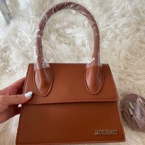 Jacquemus Brown Large Bag with Curved Handle